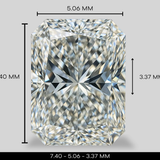 1.09 Carat Radiant Cut Lab Grown Diamond - F Color, VVS2 Clarity