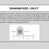 1.09 Carat Radiant Cut Lab Grown Diamond - F Color, VVS2 Clarity