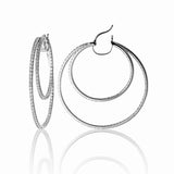 Corvessa – Double Hoop Pavé Earrings in Sterling Silver