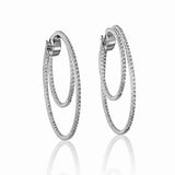 Corvessa – Double Hoop Pavé Earrings in Sterling Silver