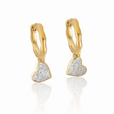 Rebaneó – Pavé Heart Drop Earrings in 18K Gold Vermeil