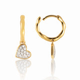 Rebaneó – Pavé Heart Drop Earrings in 18K Gold Vermeil